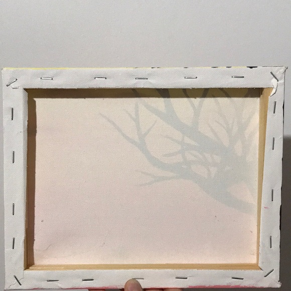 Sunset painting with tree silhouette and clouds - Picture 3 of 3